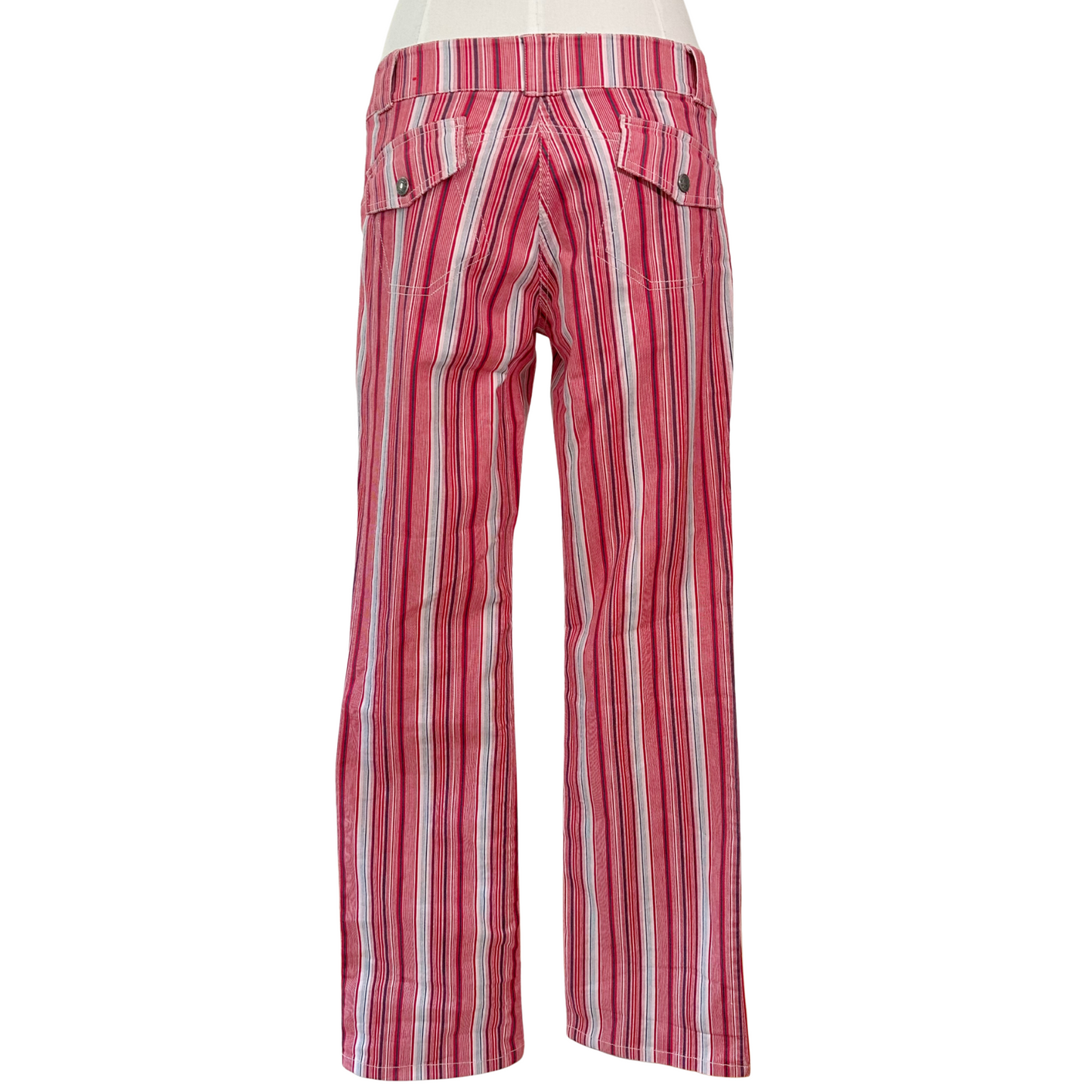 Pink Stripe Low Waist Flare Jeans