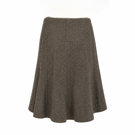 Grey Stud Detail Midi Skirt