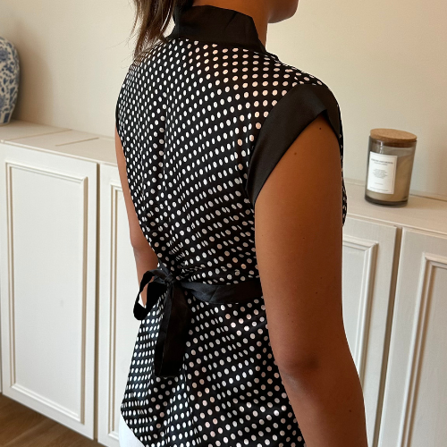 Polka Dot Silky Tie Top