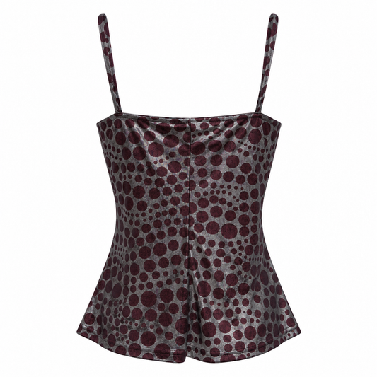 Brown Metallic Polka Dot Cami Top – Size S-M