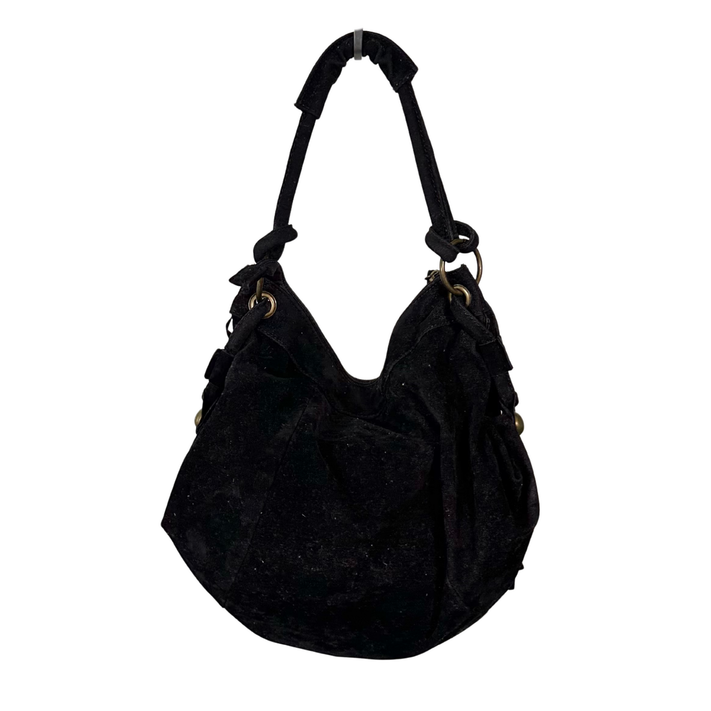 Black Suede Fringe Hobo Bag