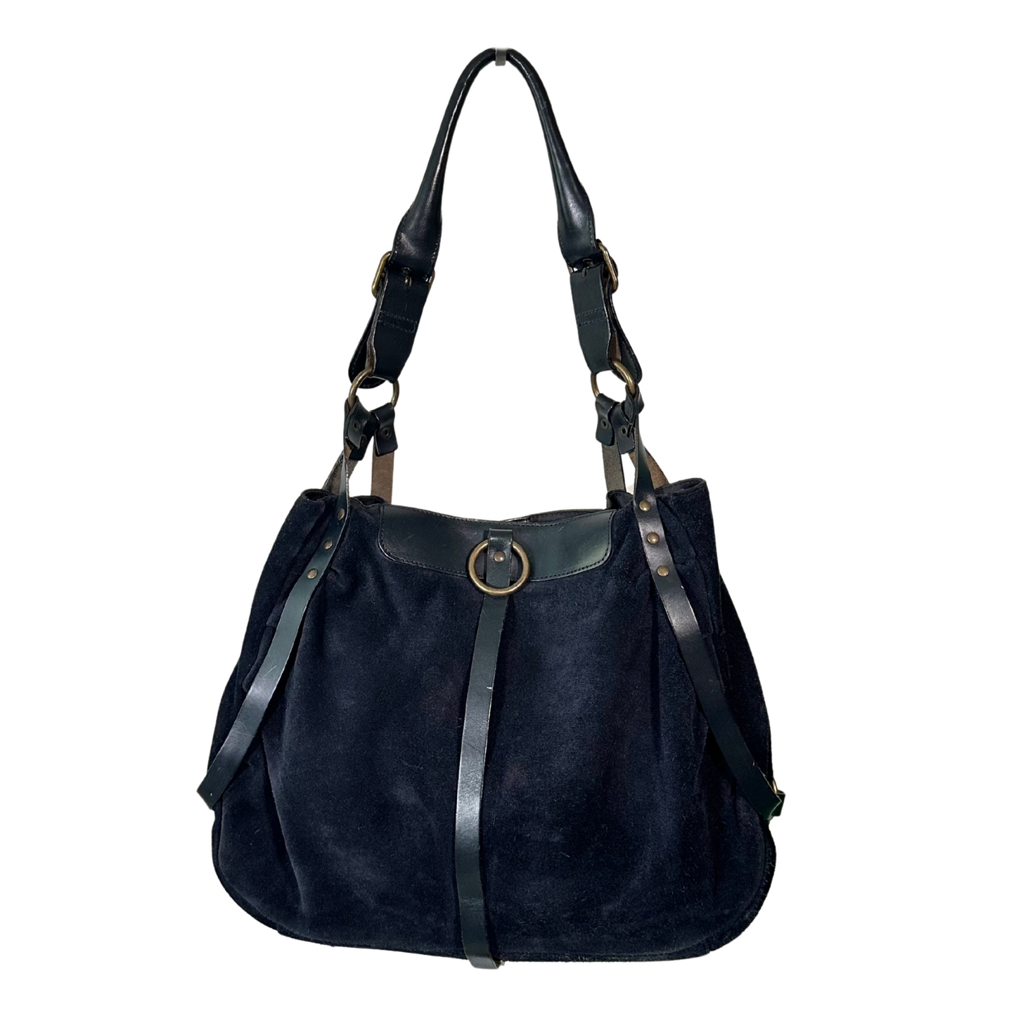 Navy Suede Hobo Bag