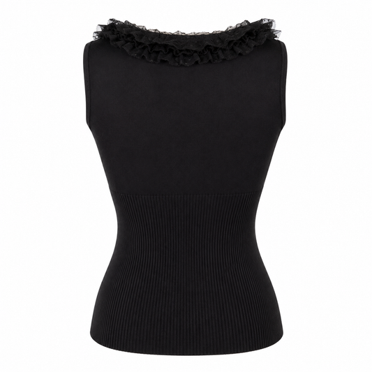 Morgan Black Lace Up Top
