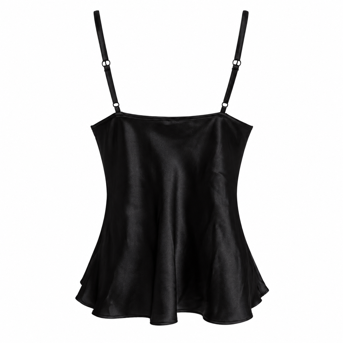 Black Mesh Panel Satin Camisole Top – Size M