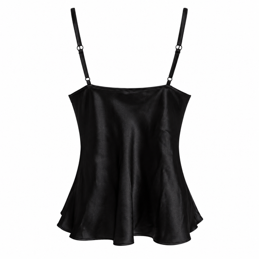 Black Mesh Panel Satin Camisole Top – Size M