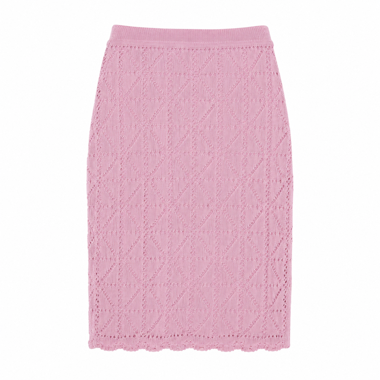 Pink Crochet Midi Skirt