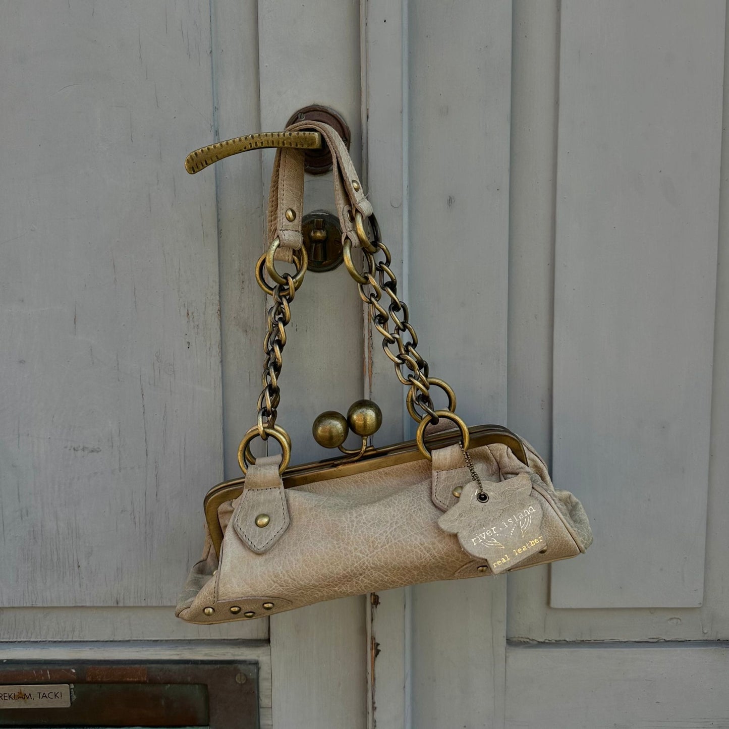 Leather Clasp Shoulder Bag