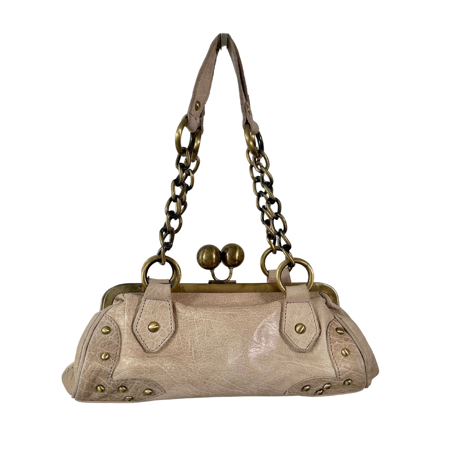 Leather Clasp Shoulder Bag