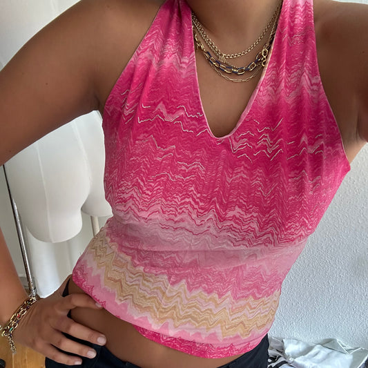 Pink/Gold Shimmer Halter Top
