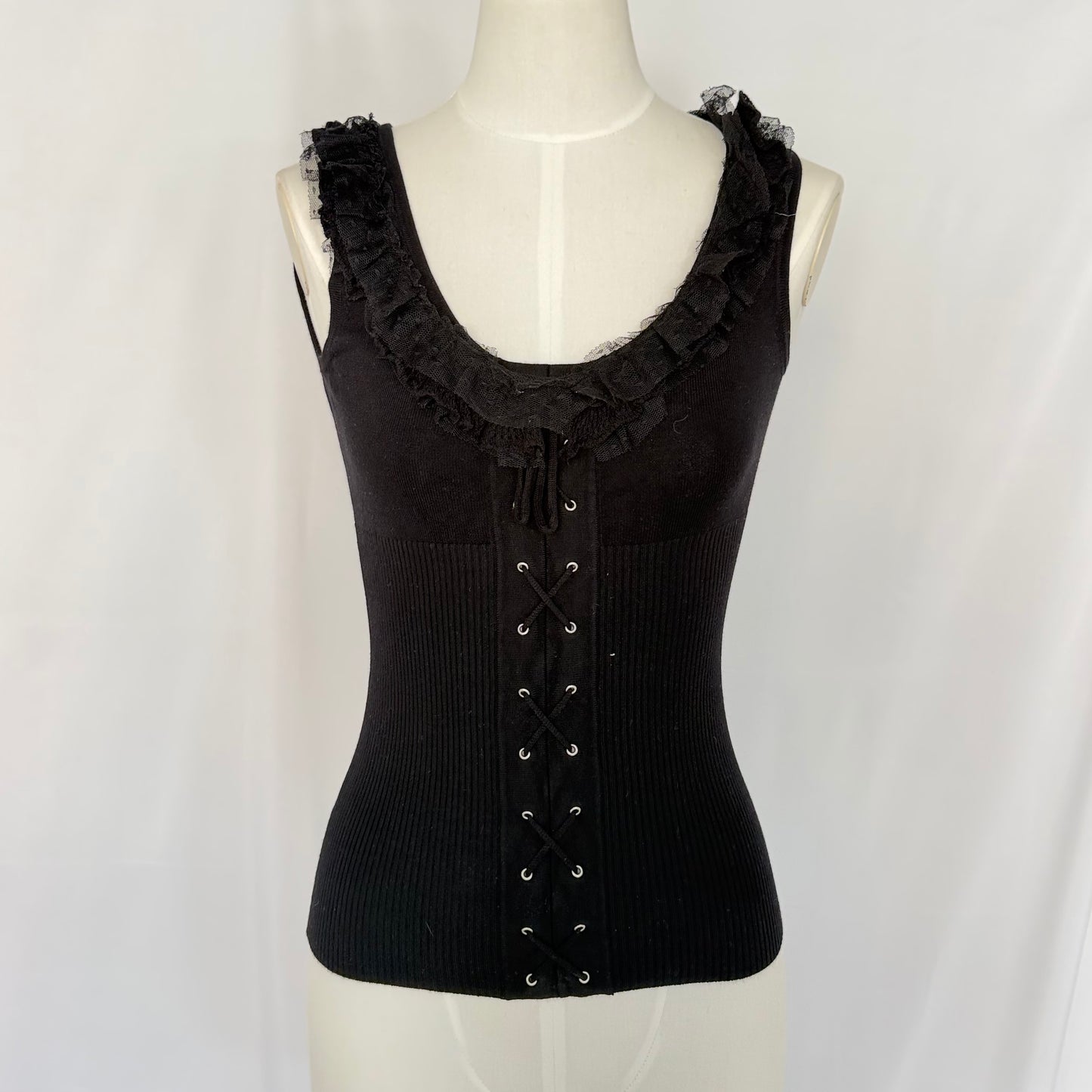 Black Lace Up Top