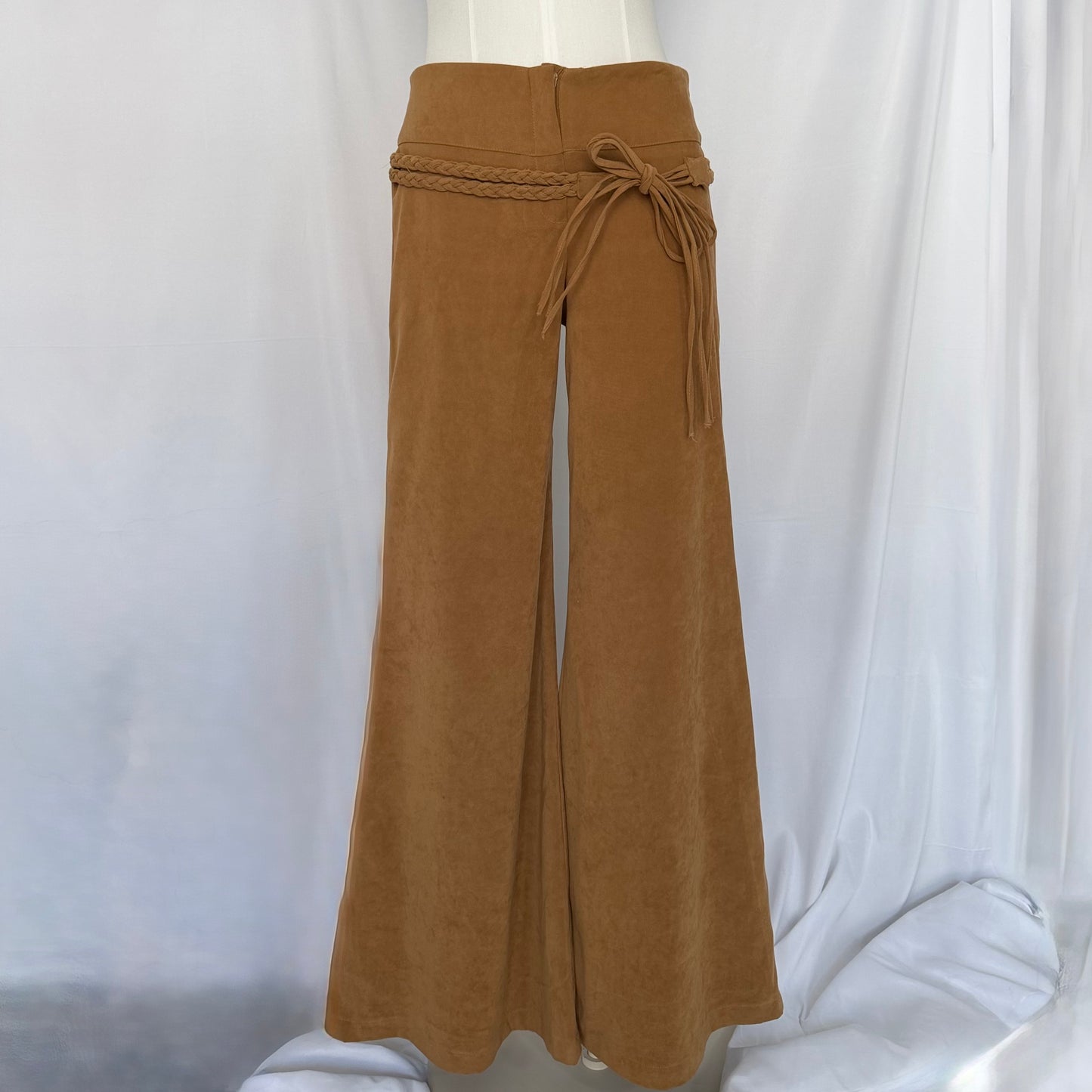 Camel Wide Leg Trousers with Tie Belt EU 36