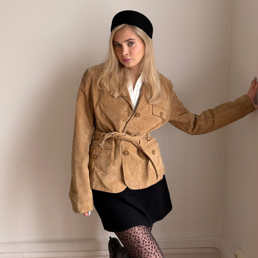 Camel Suede Buckle Jacket