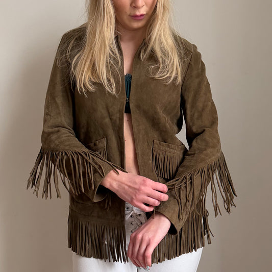 Maje Suede Fringe Jacket