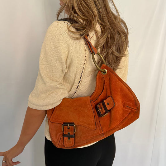 Gino Rossi Burnt Orange Suede Leather Baguette