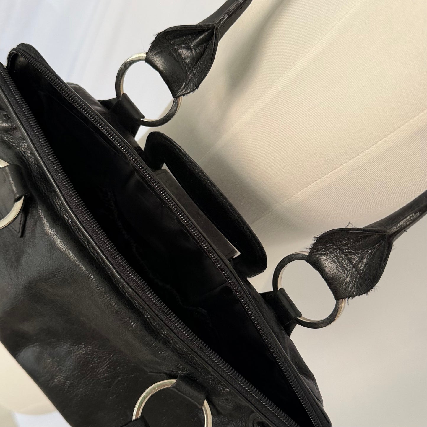 Paters Black Embossed Leather Shoulder Bag