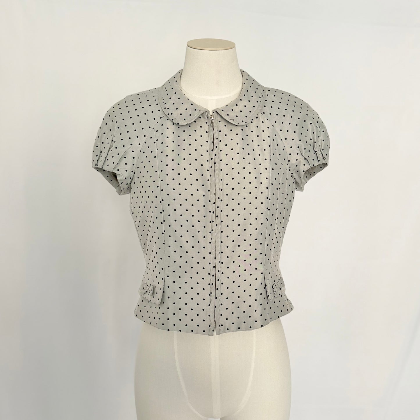 Polka Dot Zipper Blouse