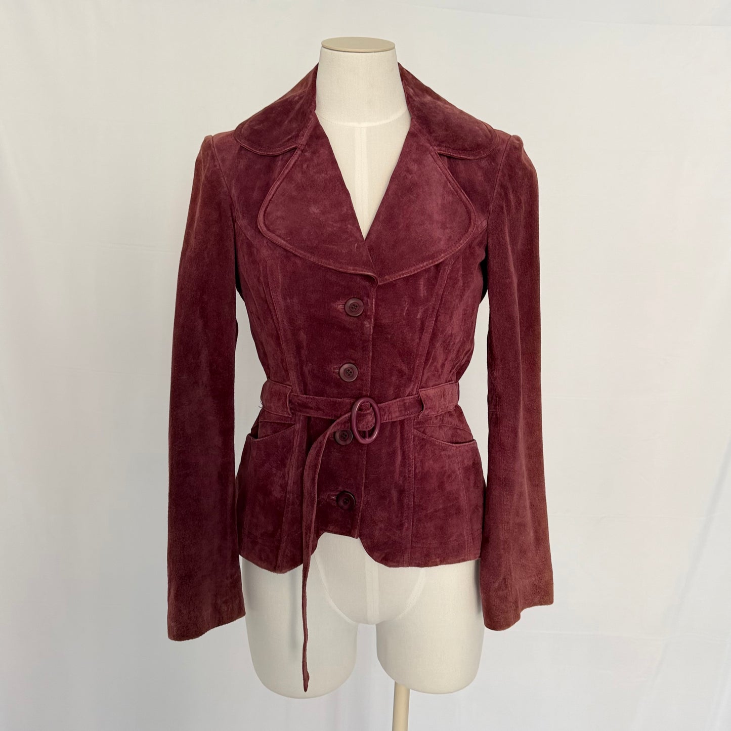 Burgundy Suede Buckle Jacket