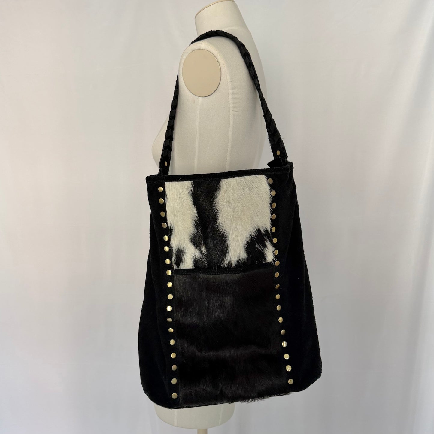 Studded Cow Hide Bucket Bag
