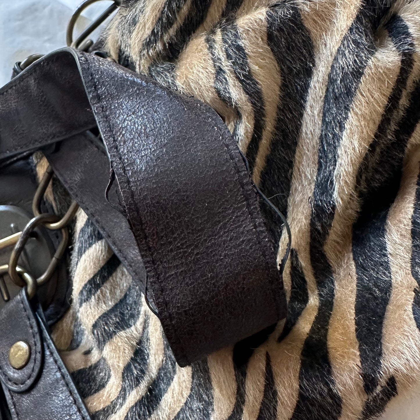 Zebra Pony Hair Shoulder Bag