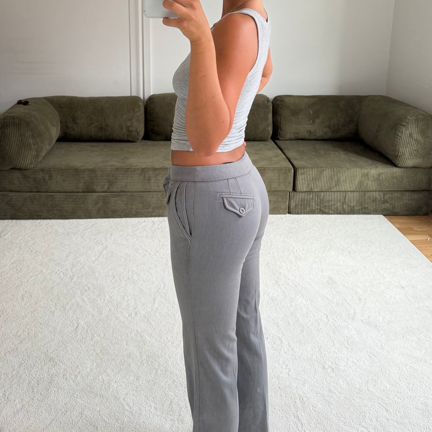 Grey Tie Detail Pants
