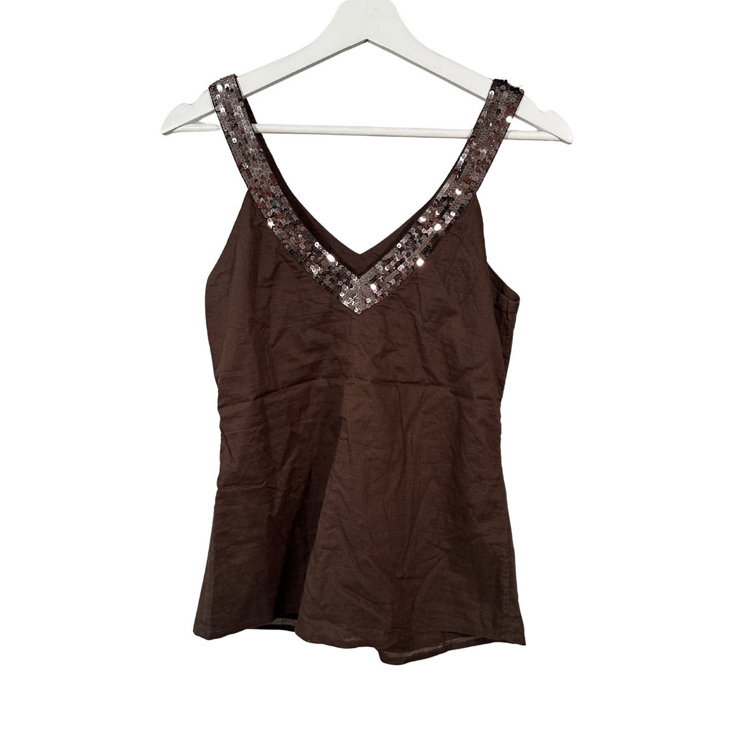 Brown Sequin Detail Tank