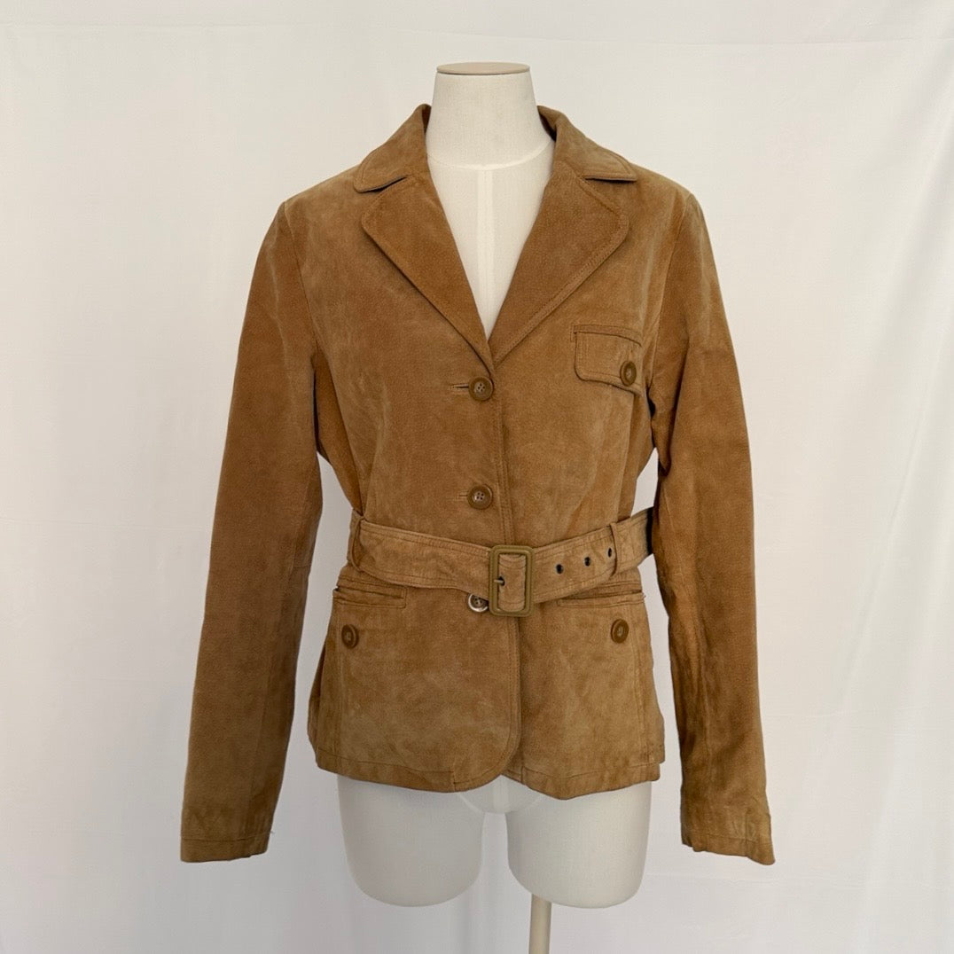 Camel Suede Buckle Jacket