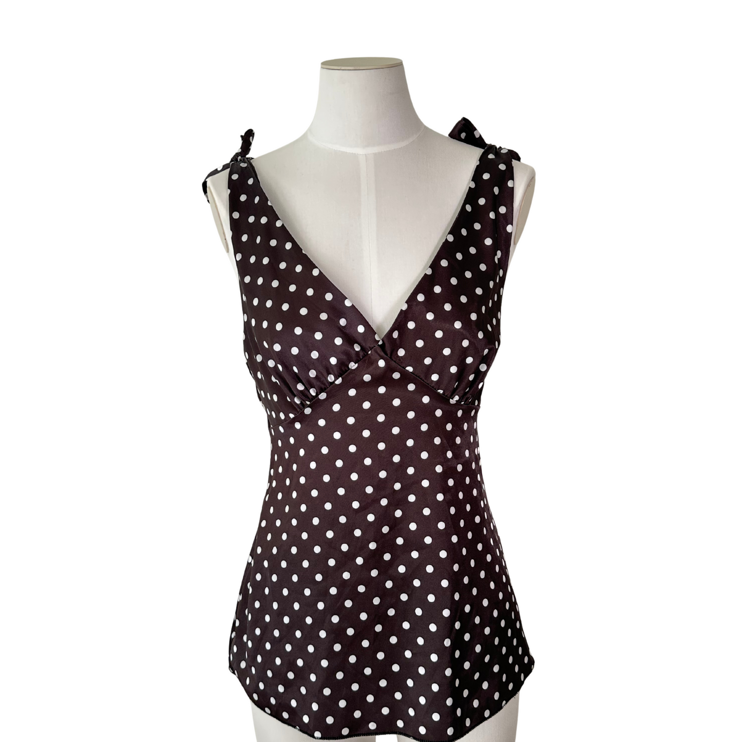 Brown Polka Dot Tie Top