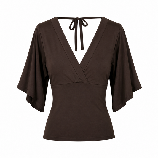 Brown Fitted Tie Top