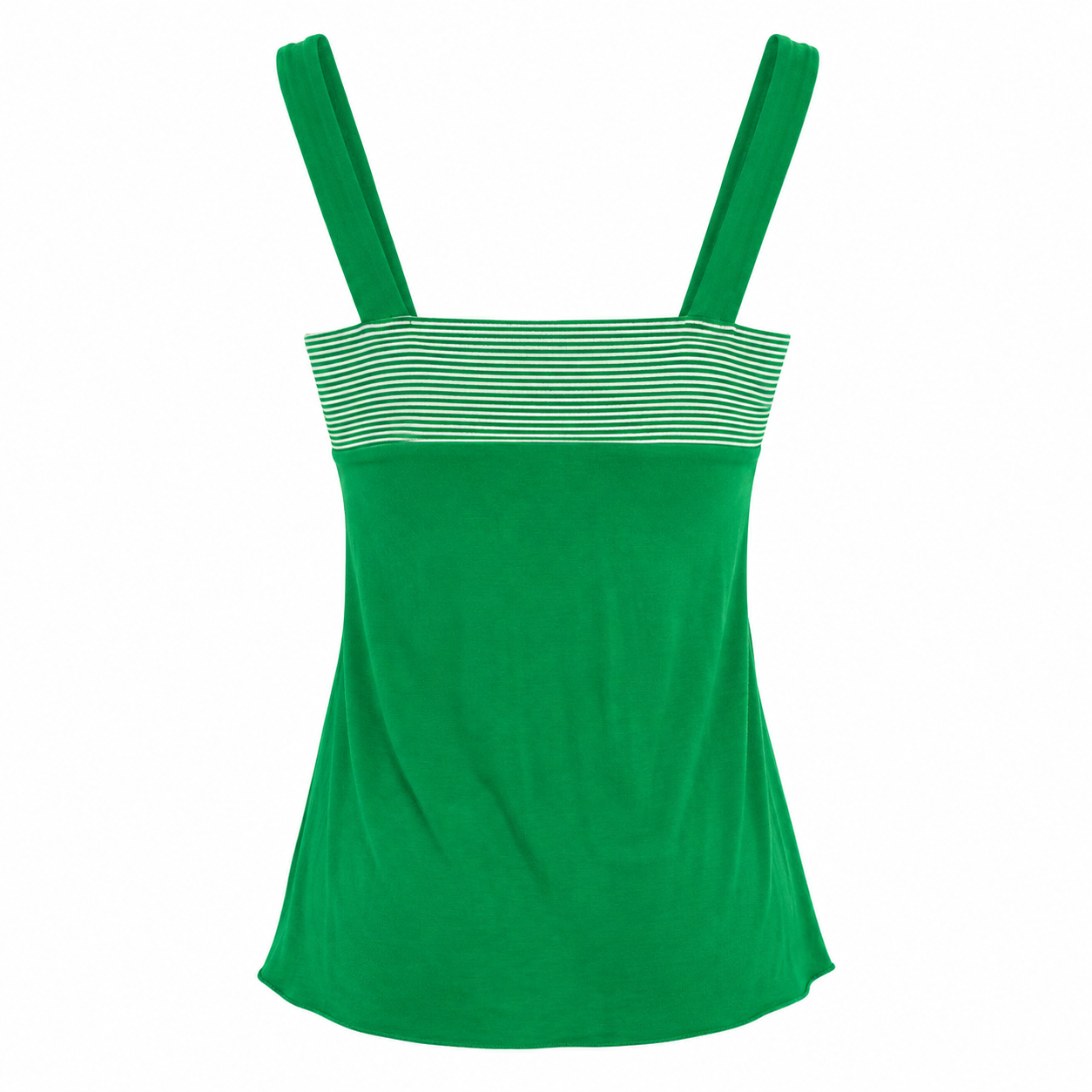 Green Striped Cami Top Button Detail Stretch Size S
