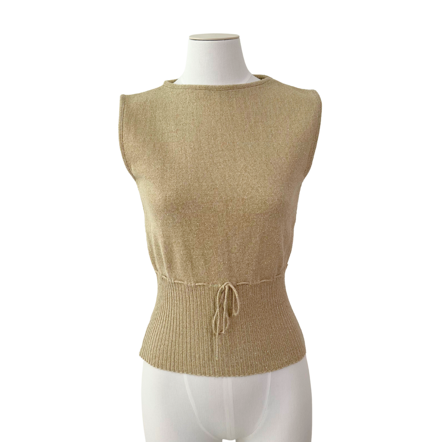 Gold Knit Drawstring Top