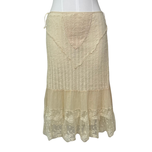 Lace Detail Boho Midi Skirt