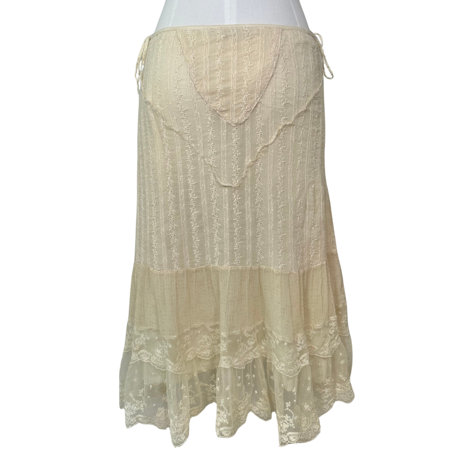 Lace Detail Boho Midi Skirt