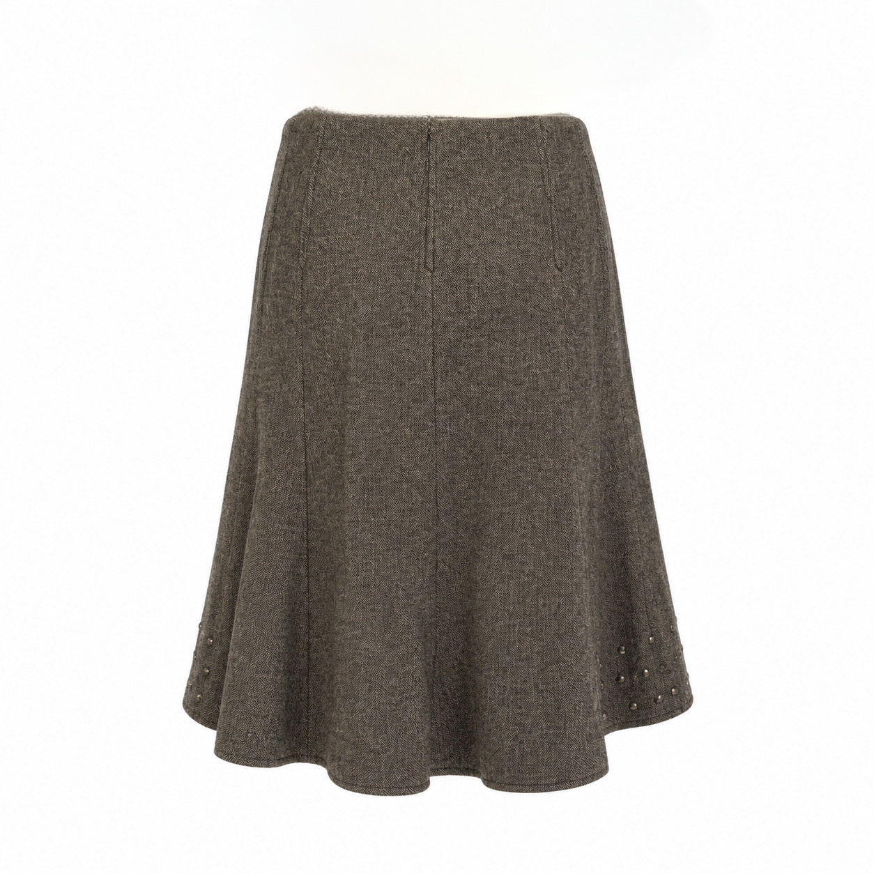 Grey Stud Detail Midi Skirt