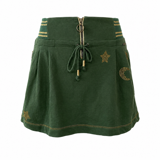 Green/Gold Sparkle Mini Skirt