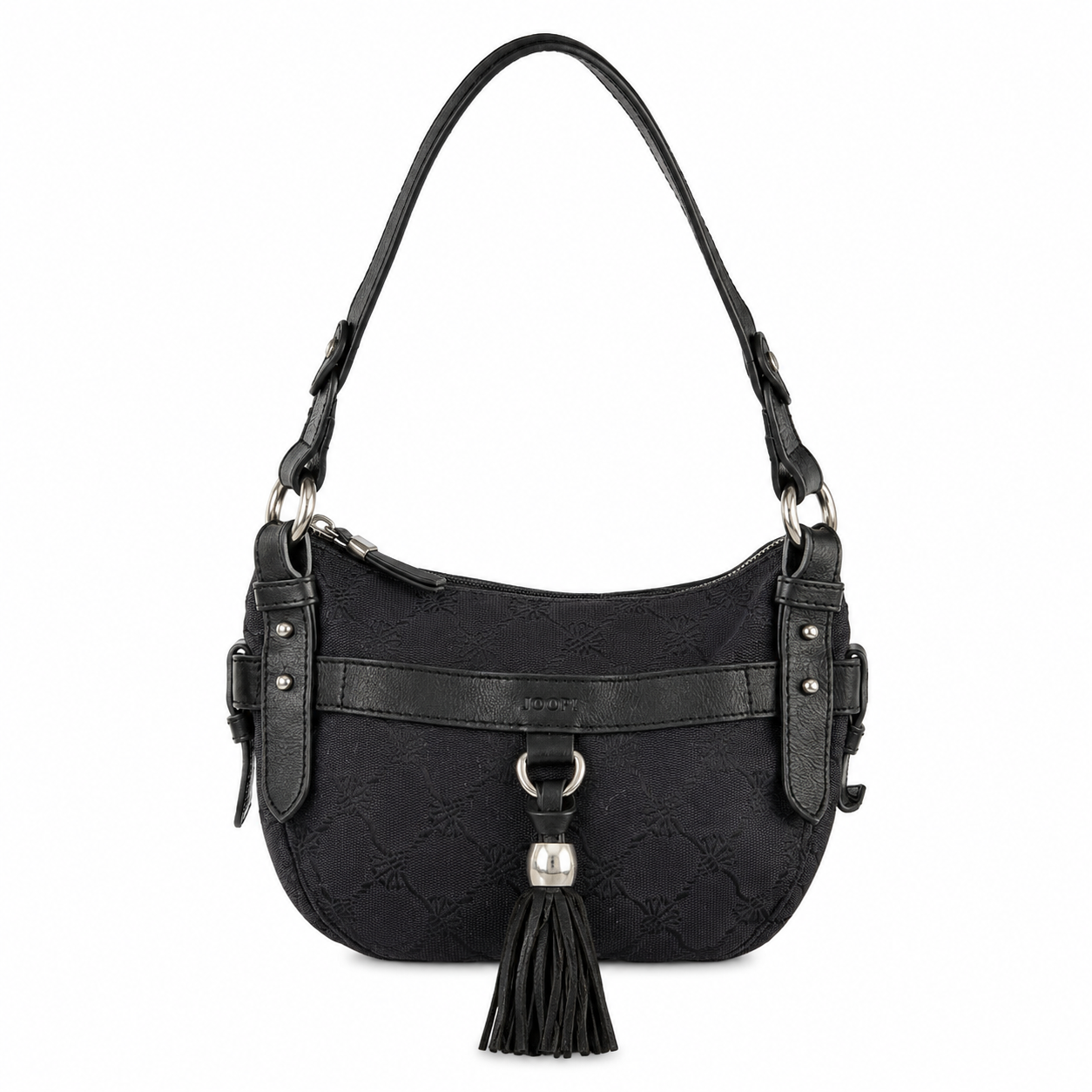 Black Jacquard Tassel Shoulder Bag Small Handbag