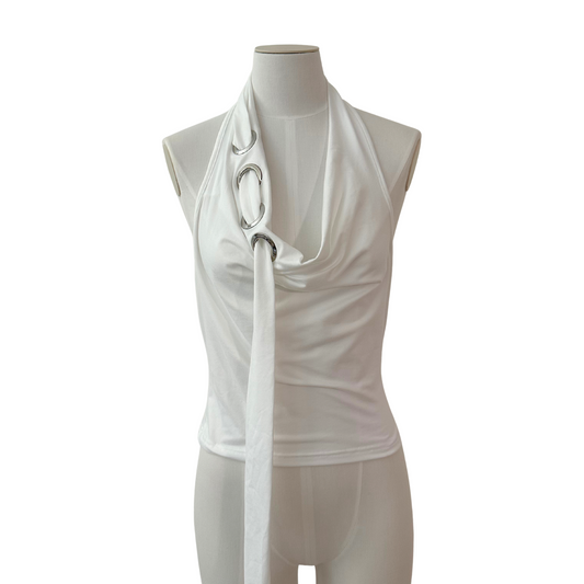 White Eyelet Halter Top