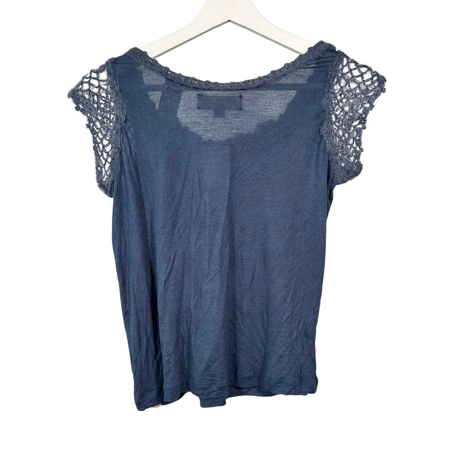 Navy Knit Detail Top