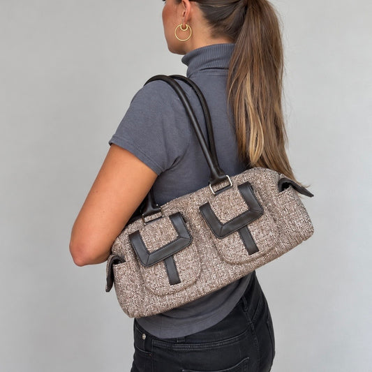 Cerruti Vintage Brown Shoulder Bag – Multi Pocket Handbag