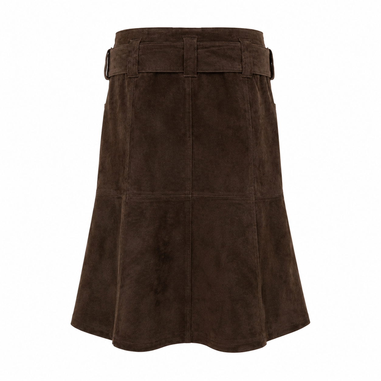 Suede Belt Detail Midi Skirt