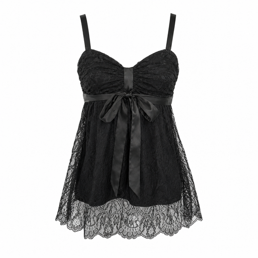 Lace Ribbon Detail Top