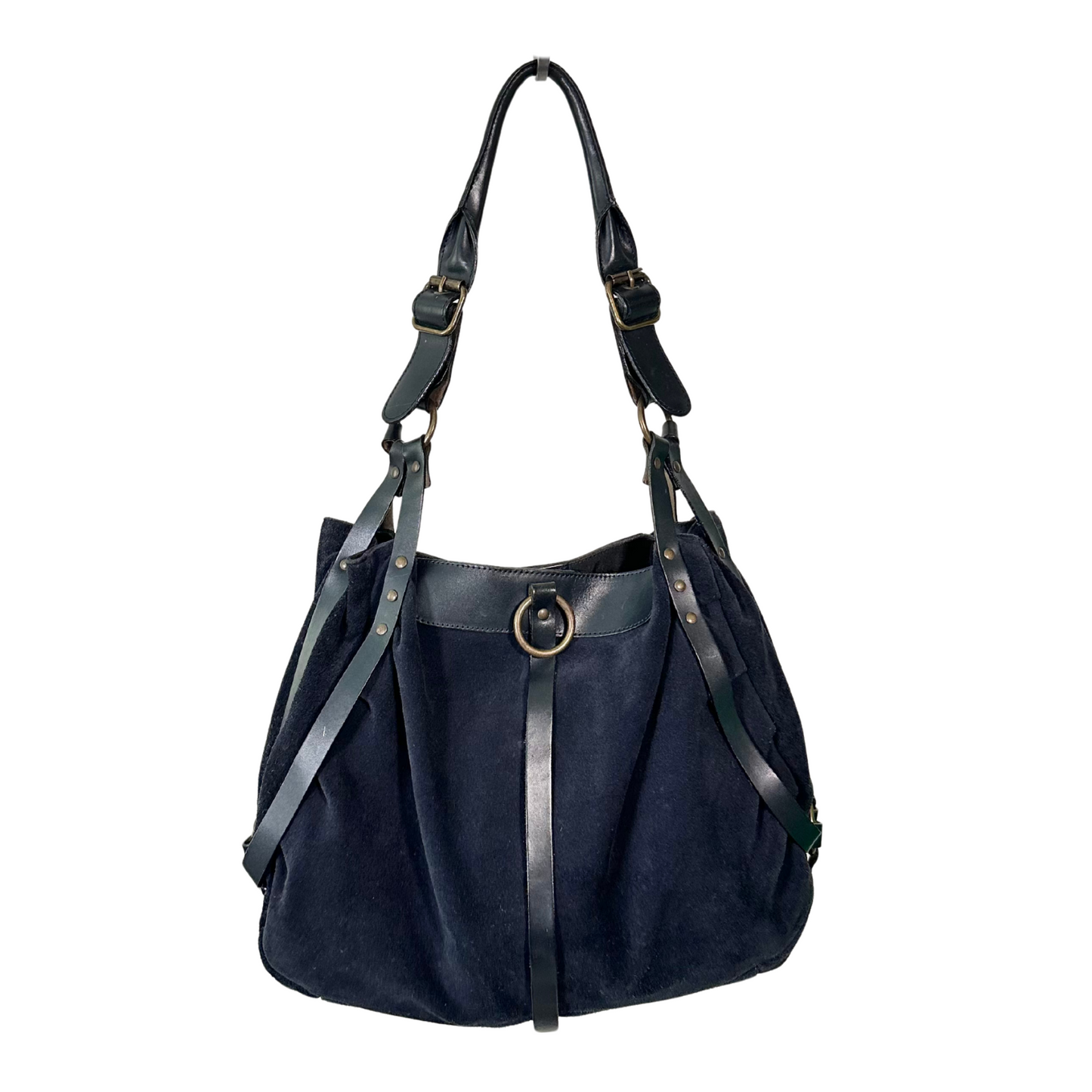 Navy Suede Hobo Bag