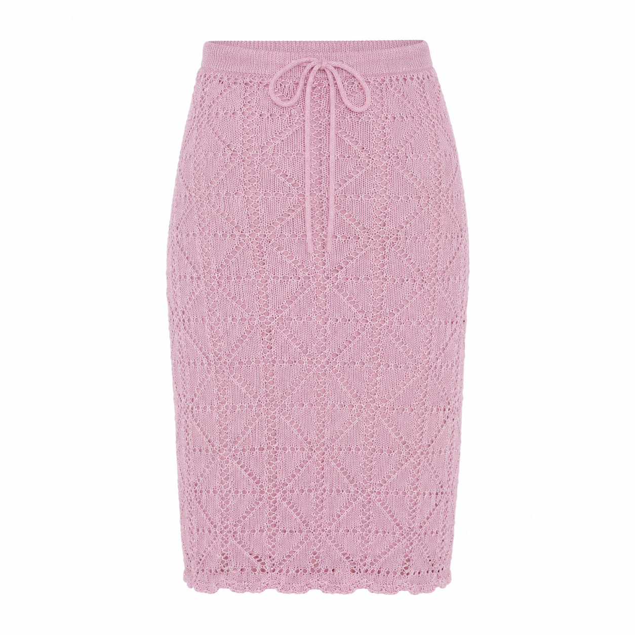Pink Crochet Midi Skirt