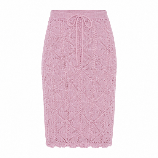 Pink Crochet Midi Skirt