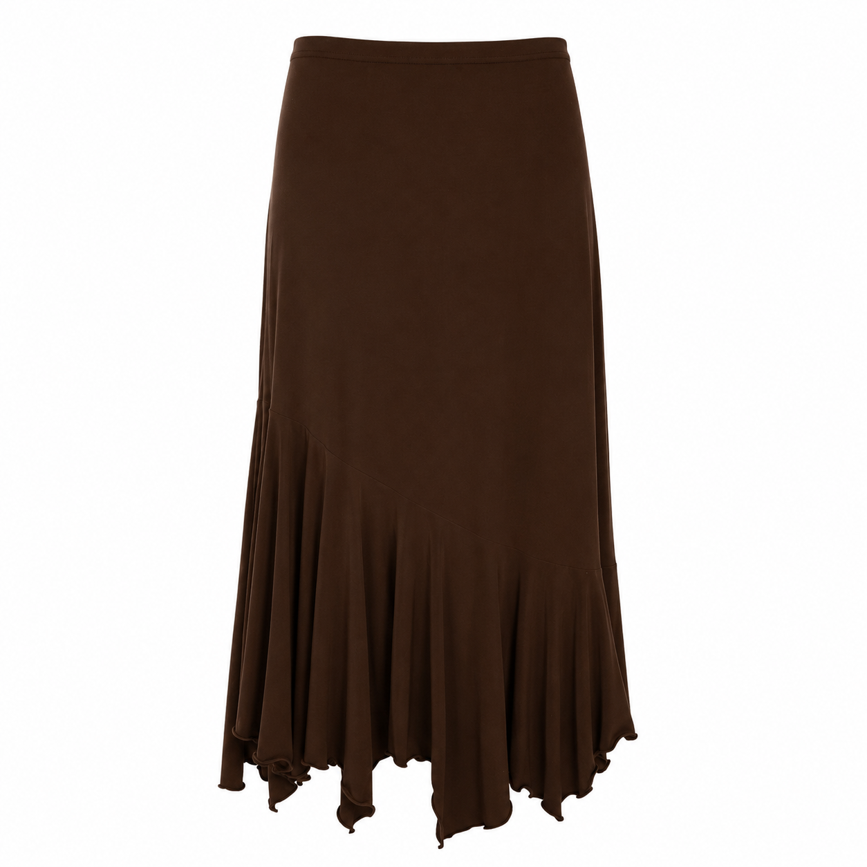 Brown Asymmetrical Maxi Skirt