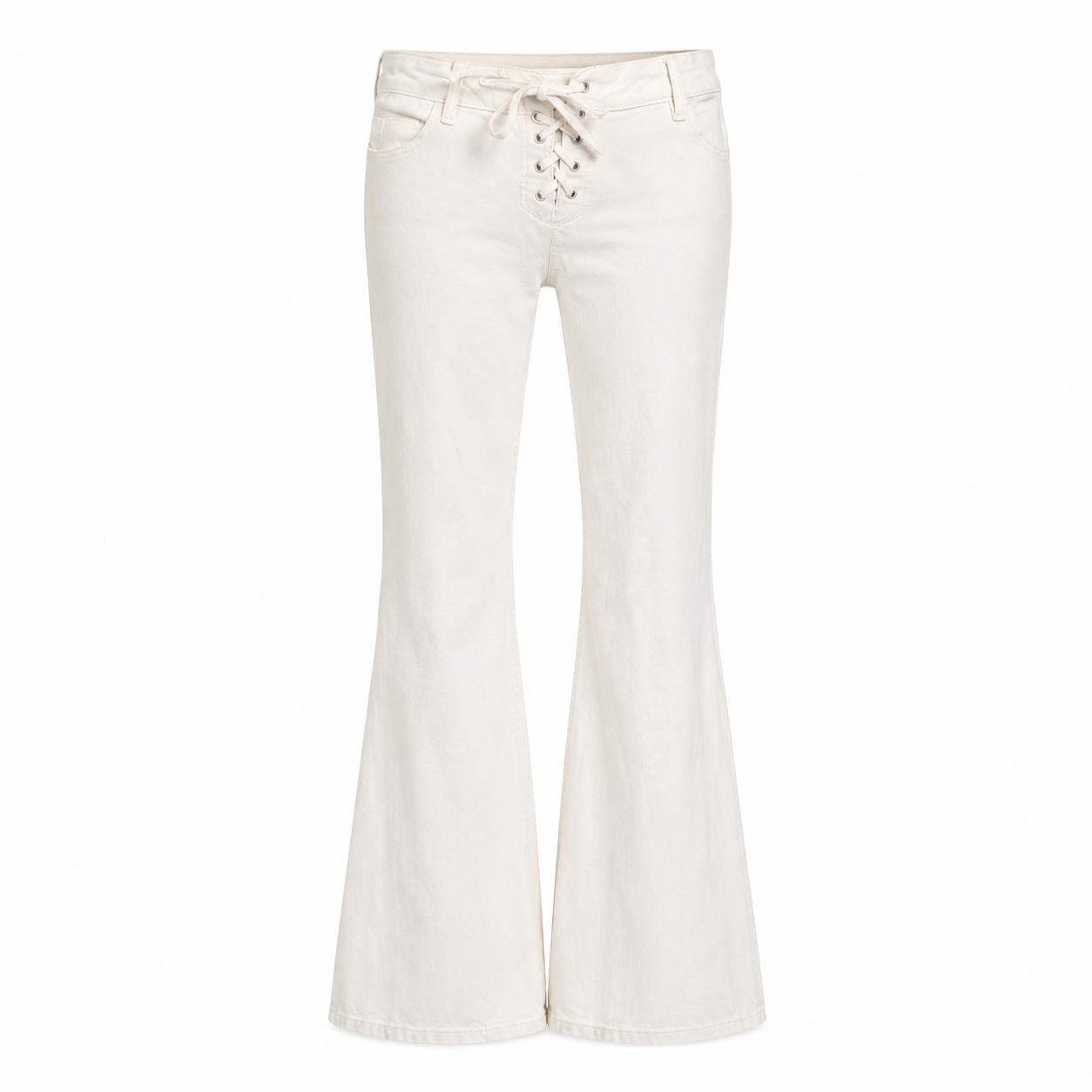 White Flare Lace Up Jeans