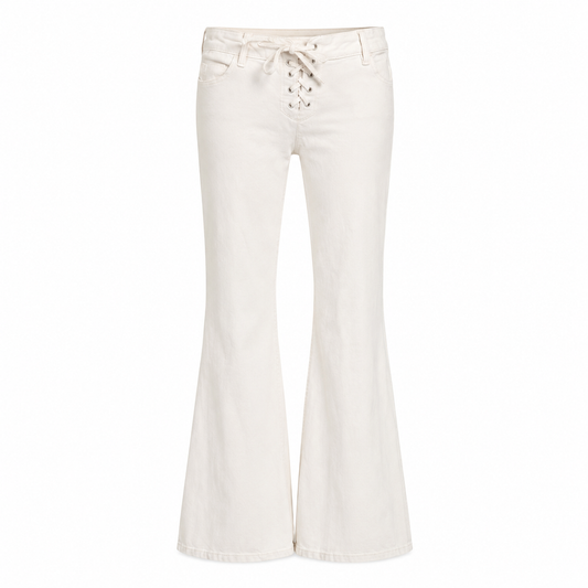 White Flare Lace Up Jeans