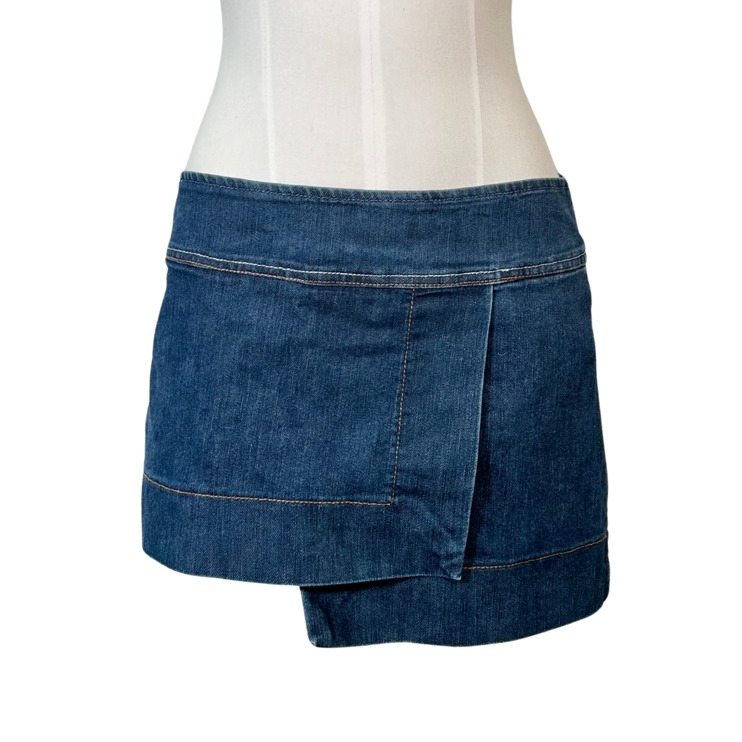 Denim Asymmetrical Mini Skirt