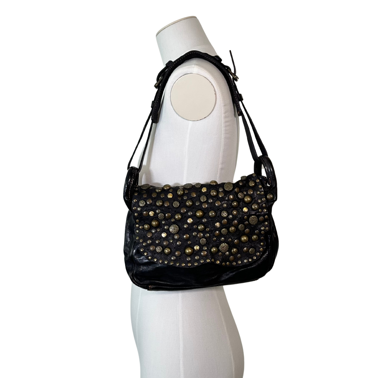 Leather Studded Shoulder Bag