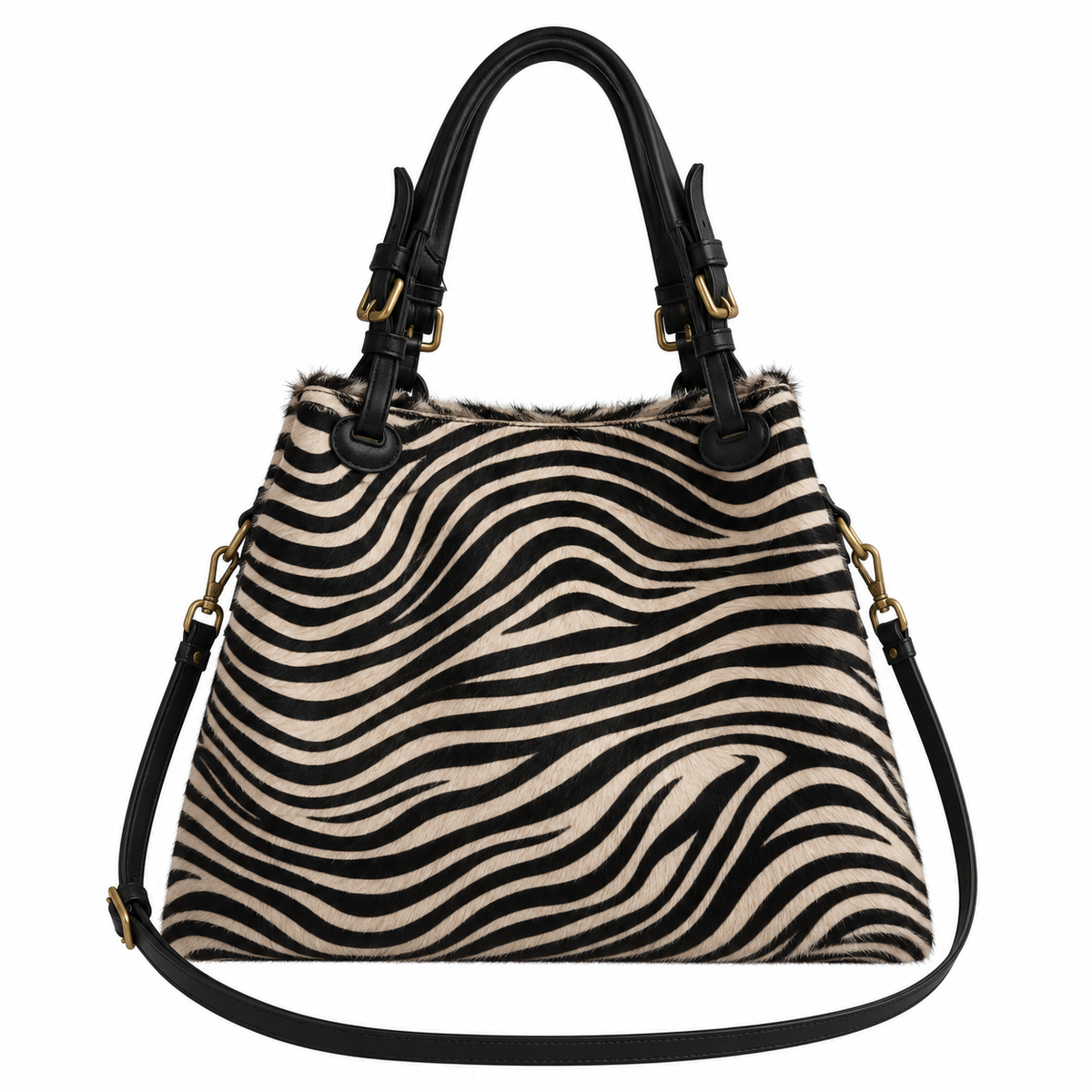 Borse in Pelle Genuine Leather Zebra Print Shoulder Bag