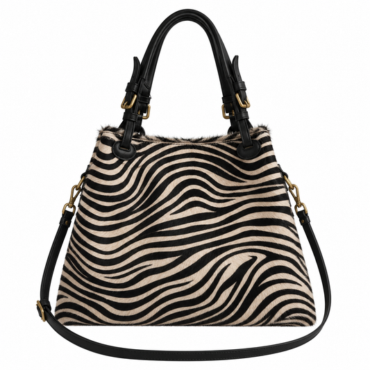 Borse in Pelle Genuine Leather Zebra Print Shoulder Bag